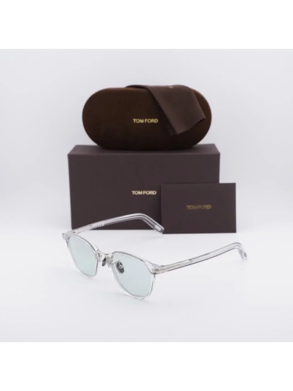 Tom Ford FT1049-D 26N Sunglasses Crystal Square Frame, Green Lenses